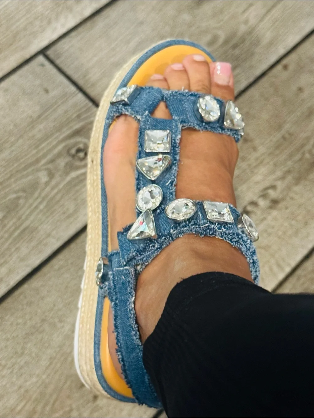 Giani Bernini Denim Blue Jeweled Strappy Sandals